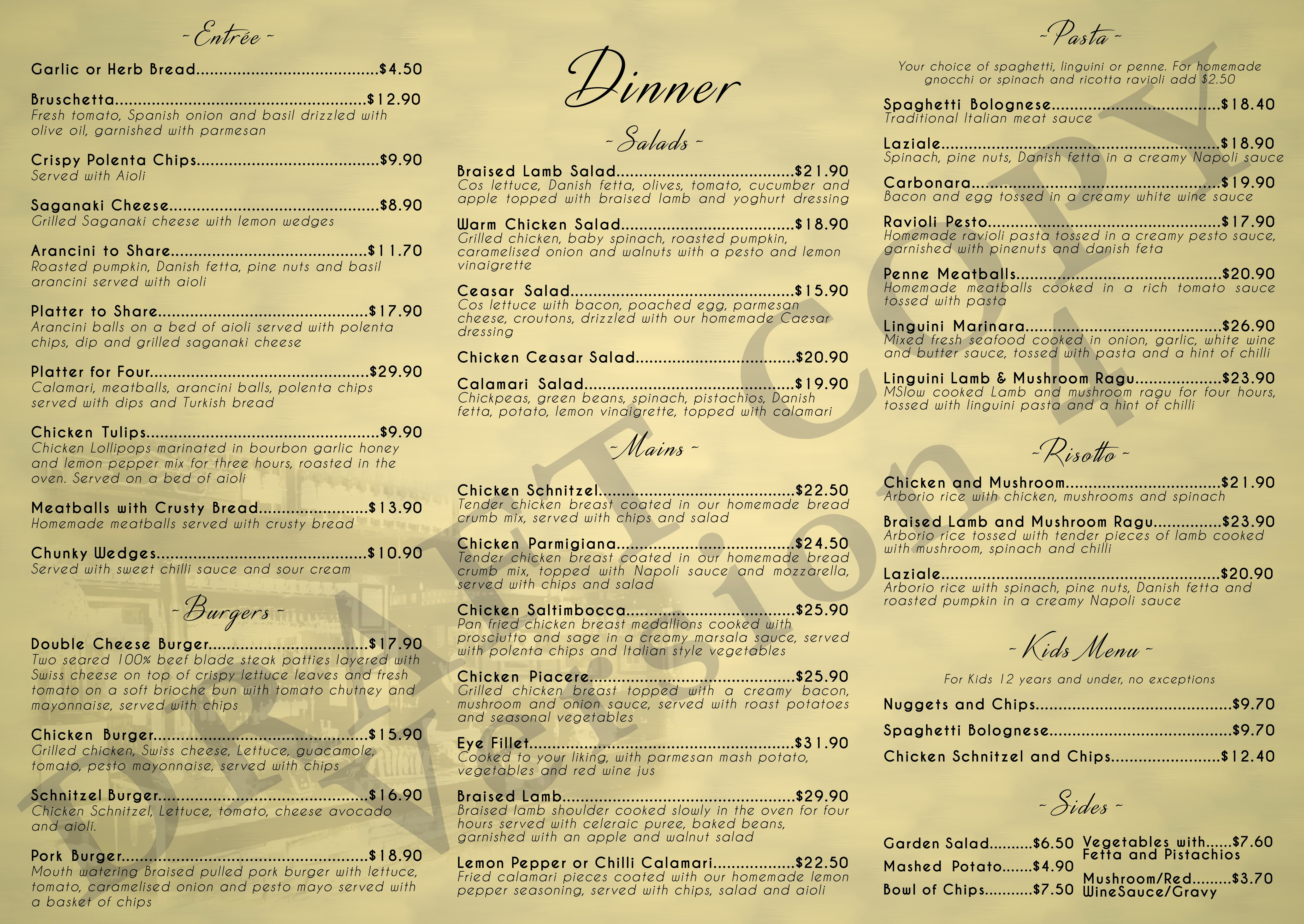 自营的现代澳大利亚和意大利餐厅出售